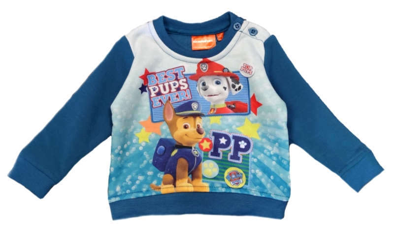 Baby Pullover für Jungen in blau mit Marshal und Chase von der PAW Patrol